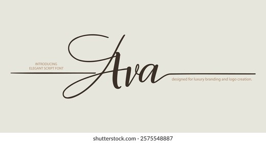 Elegant serif font "Ava" crafted for luxury branding and logo creation. This minimal and classic typeface combines vintage-inspired typography with timeless sophistication, making it ideal for fashion