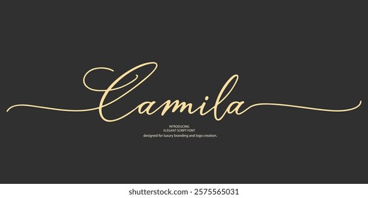 Elegant serif font "Camila" crafted for luxury branding and logo creation. This minimal and classic typeface blends vintage-inspired typography with timeless sophistication