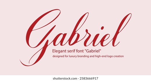 Elegant serif font "Gabriel" designed for luxury branding and high-end logo creation. This modern typeface merges classic minimalism with refined sophistication, featuring stylish letters.