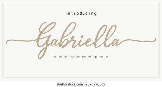 Elegant serif font "Gabriella" crafted for luxury branding and logo creation. This minimal and classic typeface blends vintage-inspired typography with timeless sophistication