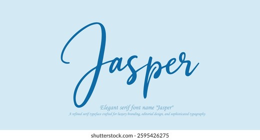 Elegant serif font "Jasper" is a refined typeface designed for luxury branding, editorial design, and sophisticated typography. With its timeless elegance, this font is perfect for high-end logos