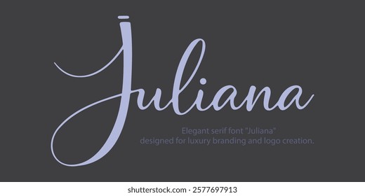 Elegant serif font "Juliana" designed for luxury branding and logo creation. This classic and minimal typeface is perfect for wedding alphabets, fashion logos, and sophisticated high-end designs