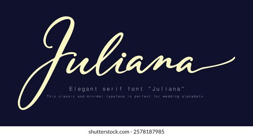 Elegant serif font "Juliana" designed for luxury branding and logo creation. This classic and minimal typeface is perfect for wedding alphabets, fashion logos, and sophisticated high-end designs