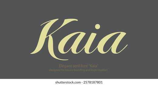 Elegant serif font "Kaia" designed for luxury branding and logo creation. This classic and minimal typeface is perfect for wedding alphabets, fashion logos, and sophisticated high-end designs