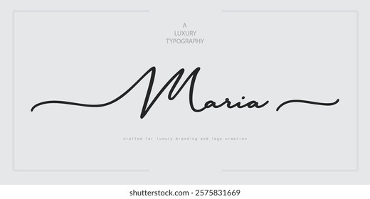 Elegant serif font "Maria" crafted for luxury branding and logo creation. This classic and decorative typeface radiates timeless sophistication, perfect for fashion, weddings, vintage-inspired designs