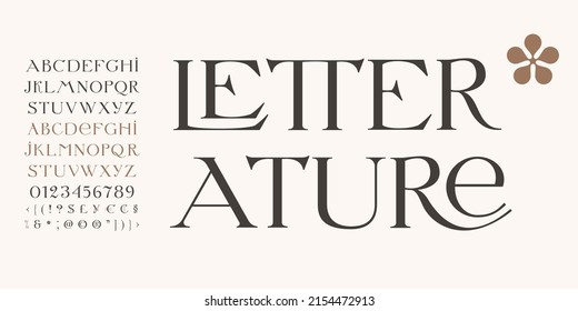 Elegant serif font with playful ligatures. The font may be used for creating classical printing, logo design, clothing embroidery, product packaging, vintage header, luxury identity, etc.