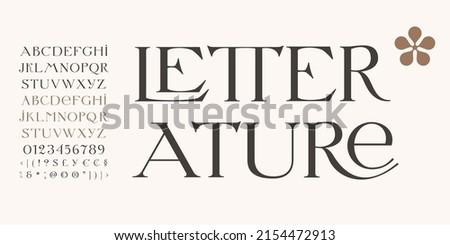Elegant serif font with playful ligatures. The font may be used for creating classical printing, logo design, clothing embroidery, product packaging, vintage header, luxury identity, etc.