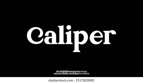 Elegant serif font with unique curves and stylish flair. Perfect for high-end brand identity, luxury product packaging, magazine layouts. Modern, sophisticated type design. Vector illustration
