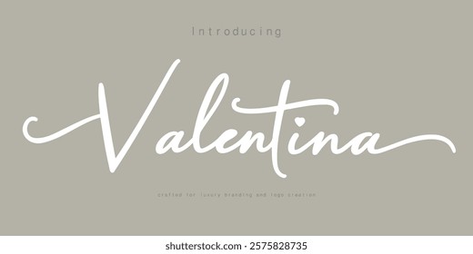 Elegant serif font "Valentina" crafted for luxury branding and logo creation. This classic and decorative typeface exudes timeless beauty, making it ideal for fashion, weddings, vintage aesthetics