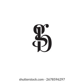Logotipo elegante do monograma Serif com sobreposição de letras iniciais - Vintage e moderno Branding Design gb