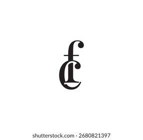 Elegant Serif Monogram Logo with Overlapping Initial Letters – Vintage and Modern Branding Design cf