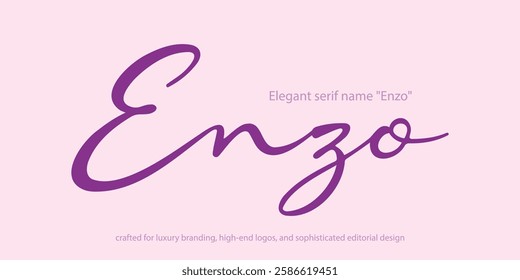 Elegant serif name "Enzo" crafted for luxury branding, high-end logos, and sophisticated editorial design. This refined typeface embodies timeless elegance with a modern touch