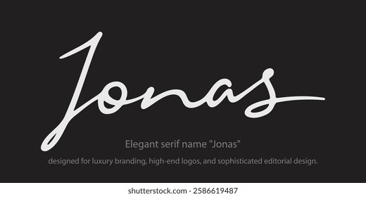 Elegant serif name "Jonas" designed for luxury branding, high-end logos, and sophisticated editorial design. This refined typeface blends timeless elegance with modern versatility