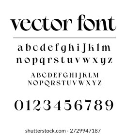 Elegantes Serif-Vektorschriftalphabet mit Zahlen
