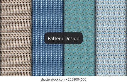 An elegant set of 4 seamless geometric patterns with a modern flair, perfect for textile designs, digital graphics, and interior decor with a different vector design with multiple standard color. 