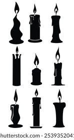 Elegant Set of Candle Silhouettes: Vector Collection