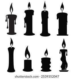 Elegant Set of Candle Silhouettes: Vector Collection