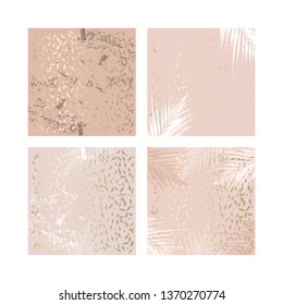 Elegant set of chic trendy abstract marble gold luxury textures. Beautiful backgrounds for advertising, poster, invitations, wallpaper, textile, typography