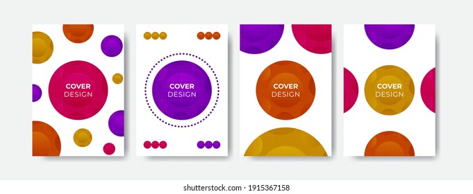 Elegant set cover background design. Colorful cover design with circle shape for cover, brochure, poster, magazine, etc