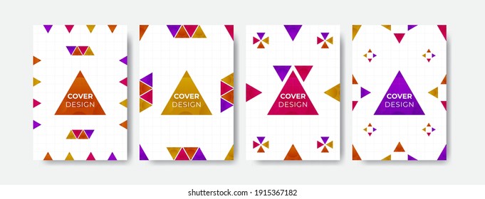 Elegant set cover background design. Colorful cover design with triangle shape for cover, brochure, poster, magazine, etc