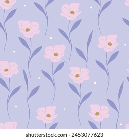 Elegant set of floral patterns in hand drawn style on beige background. Suitable for spring season wallpaper, fabric prints