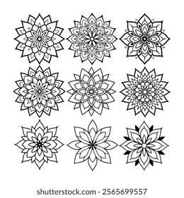 Elegant Set of Mandala Vector Graphics for Art and Design Projects