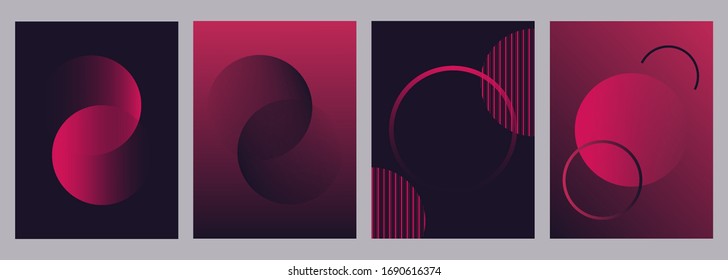 Elegant set of posters with gradient shapes vector art.