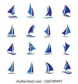 elegant set of Sailing boat logo vector