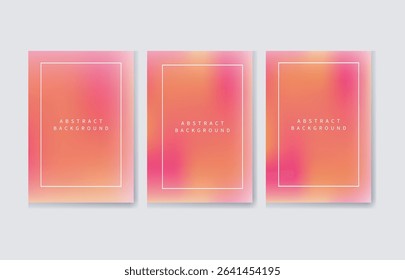  Elegant set of three abstract posters featuring smooth pink and orange gradients with a soft blur effect. Ideal for branding, creative design, digital art, fashion, or promotional visuals.