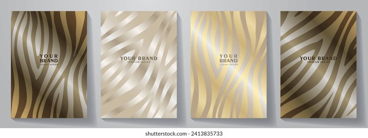 Elegant set vector abstract wildlife background. Modern luxury safari background. Premium fashionable template for cover design, invitation, poster, flyer, luxe invite, wedding card, brochure, booklet