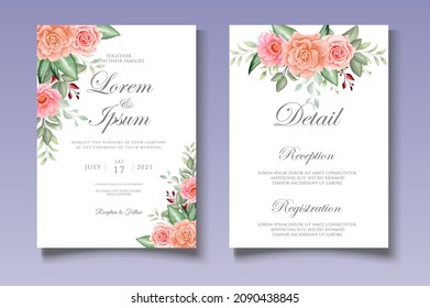 Elegant set of wedding invitation cards with beautiful floral