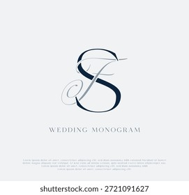 Logotipo de monograma de boda de iniciales entrelazadas SF elegante