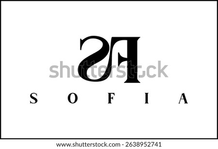 Elegant SF SOFIA text vector, product name or content creator logo design.