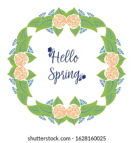Elegant Shape frame, with unique leaf and flower design, for hello spring greeting card decoration. Vector