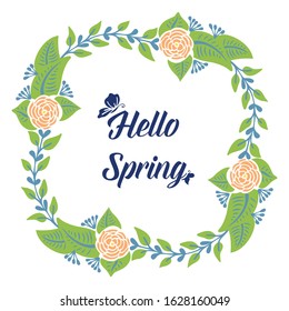 Elegant Shape frame, with unique leaf and flower design, for hello spring greeting card decoration. Vector