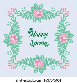 Elegant Shape of happy spring invitation card, with cute leaf and flower frame. Vector