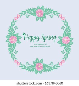Elegant Shape of happy spring invitation card, with cute leaf and flower frame. Vector