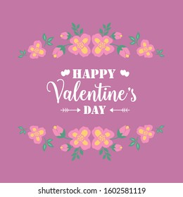 Elegant shape leaf and flower frame, for happy valentine invitation card design. Vector