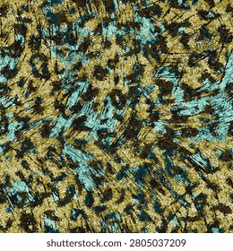 Elegant Shapes Brush Strokes, Vector Style Leopard, Jaguar animal Skin Perfectly seamless pattern, suitable for print, ready to print, suitable for woman's wear collection, wildlife jungle, decorative