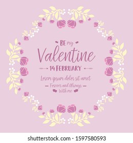 Elegant shapes frame with pink and white floral, for happy valentine ornate cards. Vector