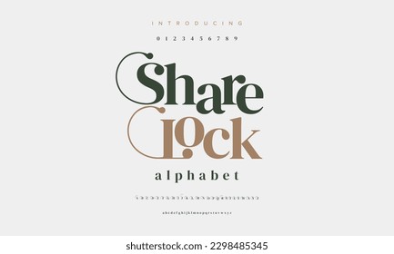 Elegant sharelock alphabet letters font and number. Classic Lettering Minimal Fashion Designs. Typography modern serif fonts decorative vintage design concept. vector illustration