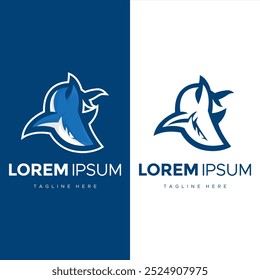 Elegant shark logo design and silhouette