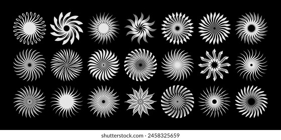 Elegant sharp line abstract sun circle logo bundle