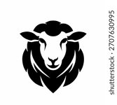 Elegant Sheep Head Vector Icon Illustration Farm Animal Logo Design