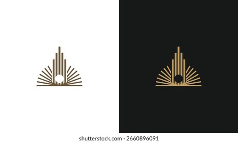 Elegante Muschel und Perle vereinen sich mit kräftigen Linien - ein perfektes modernes Logo für Wohnungen, Hotels oder Residenzen. Einfach. Klasse. Einzigartig.
