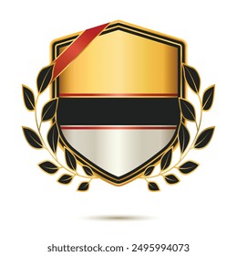Elegant Shield Emblem with Golden Laurel Leaves