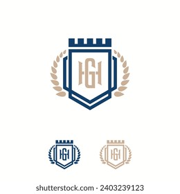 Elegant shield and letter HG vector logo design template. Vector illustration