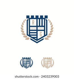 Elegante escudo y letra RG patrón de diseño de logotipo vectorial. Ilustración del vector