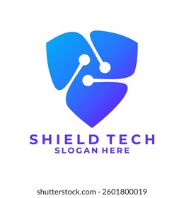 Elegant Shield Protection Network logo design vector template