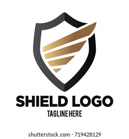 Elegant Shield shape with abstract wings Vector Logo Template
